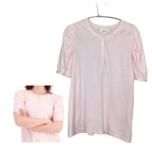 Style & Co Pink Short Puff Sleeve Poet Blouse Size Medium Modal Cotton